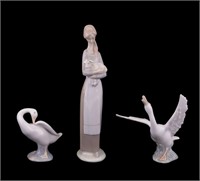 Lladro Swan & Woman Figurine