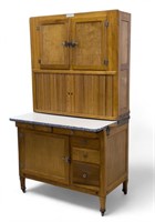 Oak & Enamel Hoosier Cabinet C 1900