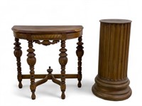 Antique Oak Pedestal Table, Exotic Wood Table