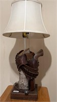 Log Base Lamp w/Gun, Holster & Belt Decor
