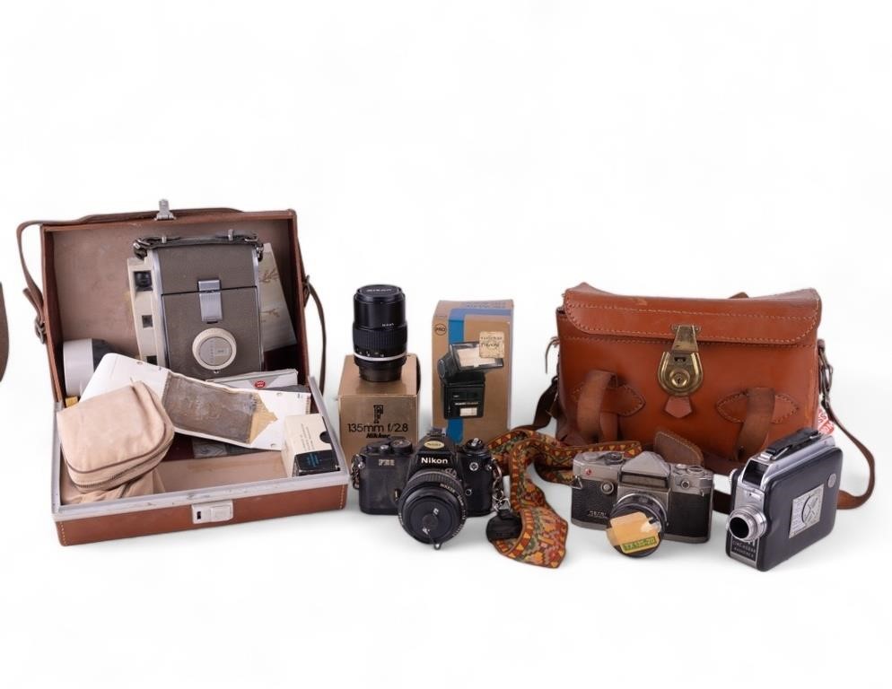 Vintage Nikon and Polaroid Cameras/Cases