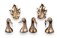 Brass Duck & Maple Leaf Book Ends (3 Pairs)