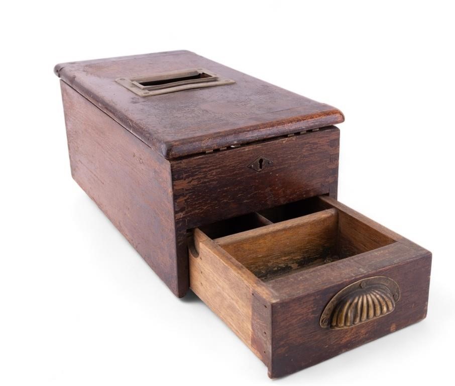 Antique Wooden Cash Register Box