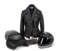 Motorcycle Helmet, Jacket, & Seat