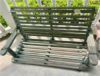 Outdoor wooden porch swing, green