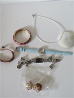 FOSSIL WATCHES WITH CHARMS, COSTUME JEWELRY LOT