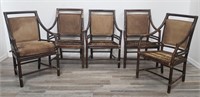 5 McGuire rattan & mahogany chairs