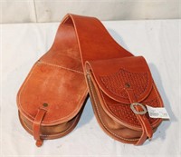 NRS Small Tooled Leather Saddle Bags - New