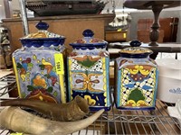 3PC MEXICAN POTTERY CANISTER SET