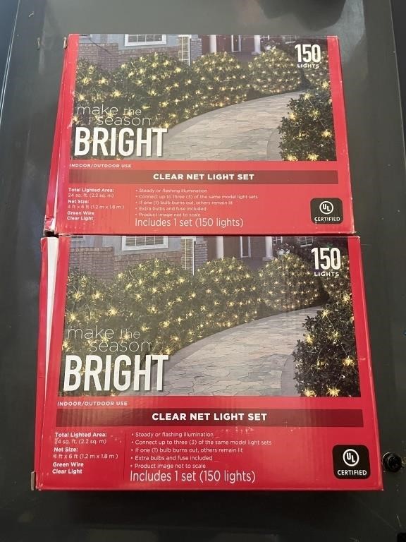 2 boxes of clear net christmas lights, 4ft x 6ft