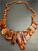 Vintage Amber statement necklace 20” long