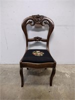Antique Carved Chair w/ Needlepoint Seat