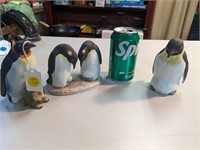 3 Penguin Figurines