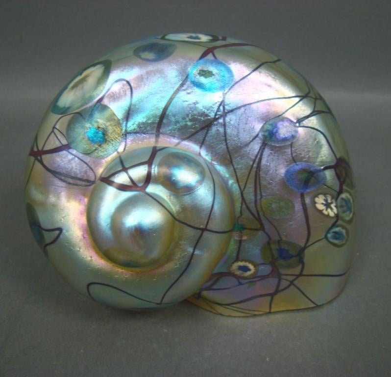 Carl Radke Art Glass Gold Murrini Shell