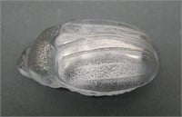 Signed Lalique Crystal Scarab Paperweight