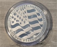 One Ounce Silver Round: US Flag/ Eagle