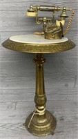 Brass & Marble Floor Table Rotary Dial Phone