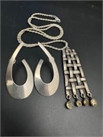 Sterling silver modernist necklace/earrings