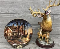 Teddy Redlin Collector's Plate & Deer Decor