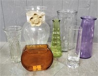 (7) Decorative Glass Vases