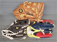 (3) Youth Baseball Gloves