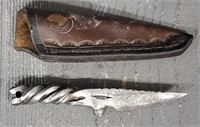 Railroad Spike Knife in Sheath