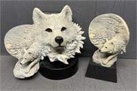 (2) Rick Cain Wolf Sculptures