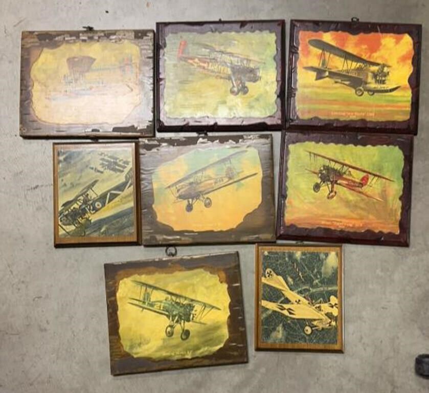 (8) Wooden Plane Wall Art Plaques