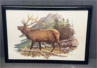 Framed Elk Print by Louis Raymer
