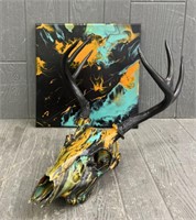 Painted Deer Skull W/ Painting