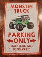 Metal Monster Truck Parking Sign