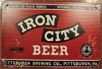 Metal Iron City Beer Sign