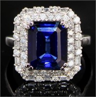 14kt Gold 6.70 ct Sapphire & Diamond Ring