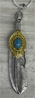 Tibetan Silver Feather Pendant w/ Chain