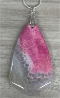 Pink Fire Agate Pendant w/ Chain