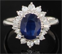Platinum 3.34 ct Natural Sapphire & Diamond Ring