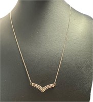 10kt Rose Gold 1/4 ct 18" Diamond Bar Necklace