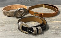 (3) Womens Leather Belts