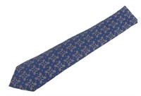 Hermes Silk Blue Tennis Patterned Necktie