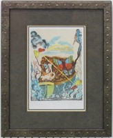 DAWN OF SIX SWORDS PLATE SIGN BY SALVADOR DALI