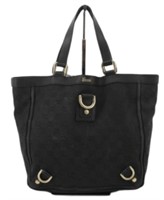 Gucci Black Leather & Canvas Handbag