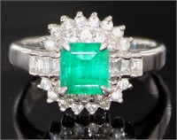 Platinum 1.60 ct Natural Emerald & VS Diamond Ring