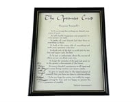 Framed The Optimist Creed Promise Yourself