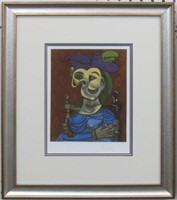 FEMME AUSSIE BLUE ROBES PLATE SIGN BY P PICASSO