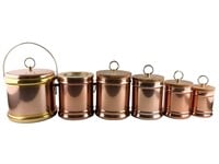 Etco Copper Ice Bucket, Chiller, Canister Set