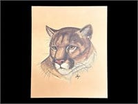 Vintage E. Major Cat Cougar Lion Print