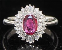 GIA Platinum 1.37 ct Brilliant Ruby & Diamond Ring