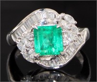 Platinum 2.58 ct Natural Emerald & VS Diamond Ring