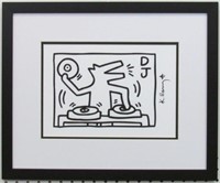 DJ DOG PRINT PLATE SIGN BY KEITH HARING