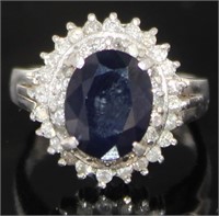 Platinum 3.79 ct Brilliant Sapphire & Diamond ring
